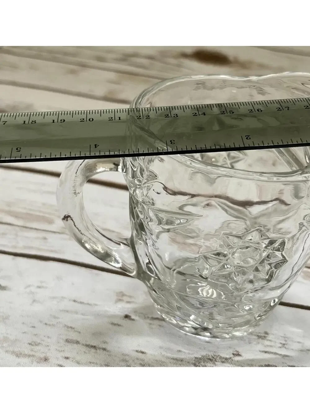 VTG‎ Creamer Pitcher Clear Glass Star Diamond Pressed Vintage 3.5in
